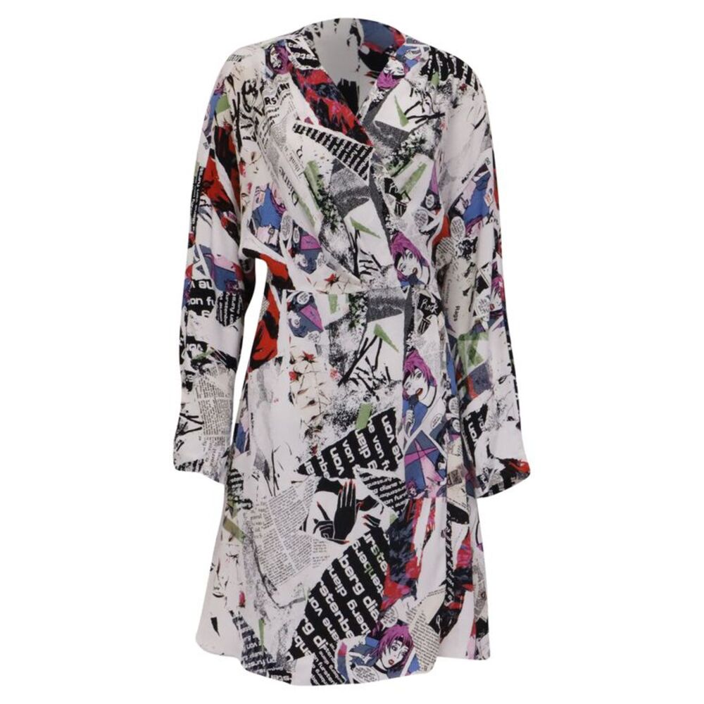 Diane Von Furstenberg Shia Printed Mini Wrap Dress in Multicolor Viscose